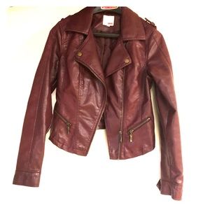 Burgundy faux leather jacket